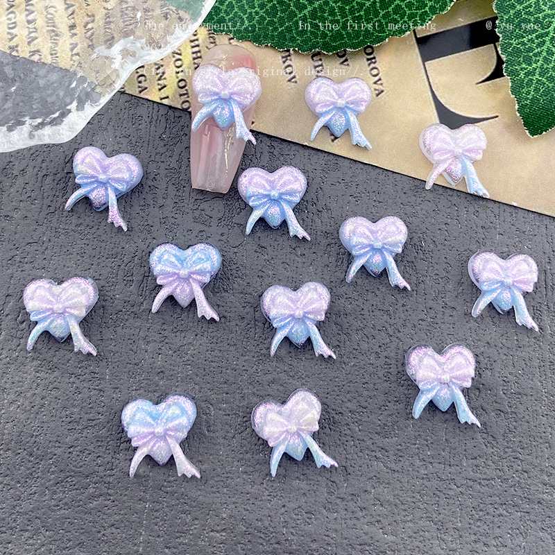 10MM 50PCS Heart-Shaped Bow So - Resin Art Earrings Material のレビューと価格