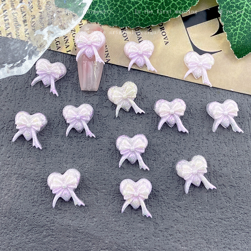 10MM 50PCS Heart-Shaped Bow So - Resin Art Earrings Material のレビューと価格