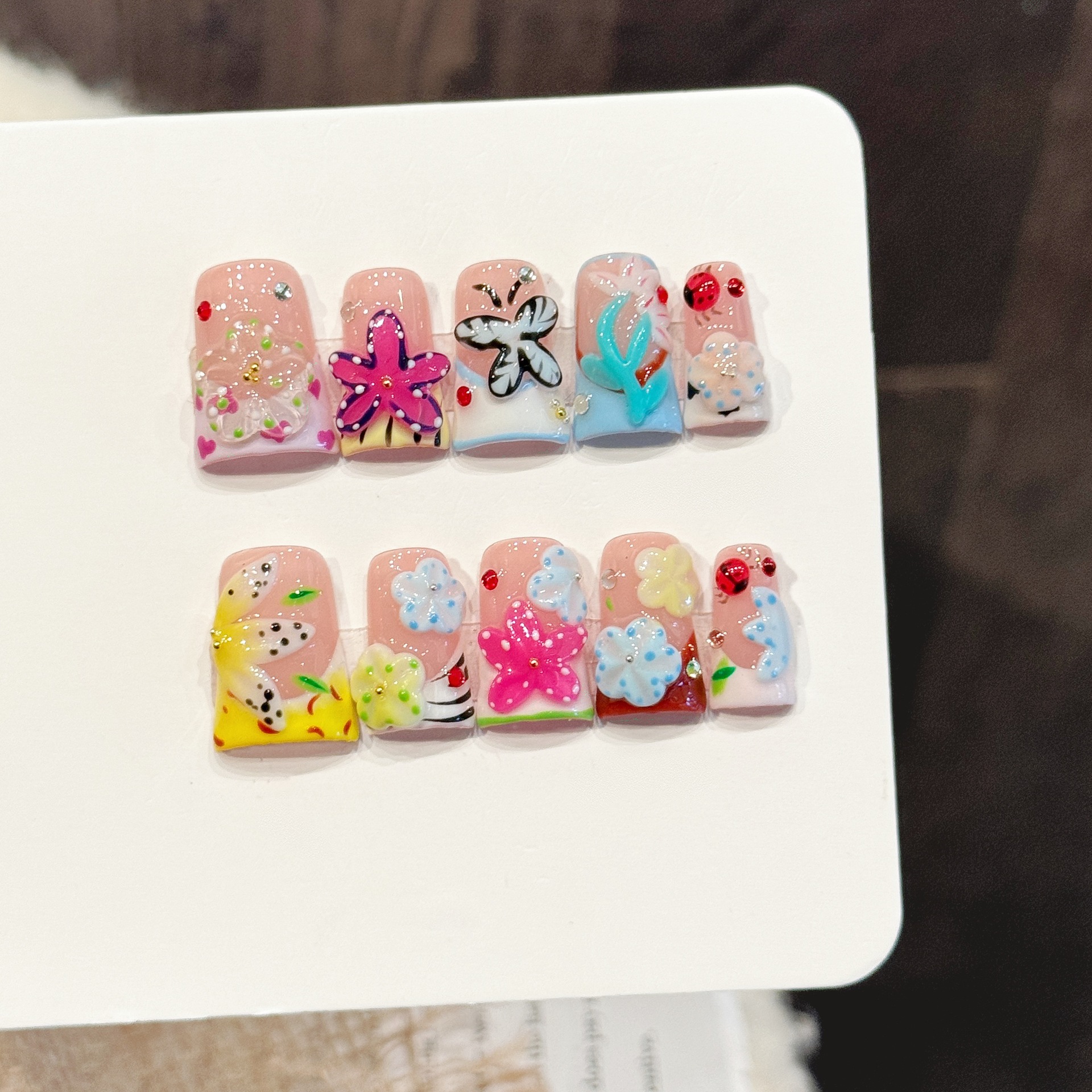 10PCS Duck Handmade Press On N - Resin Art Flowers のレビューと価格