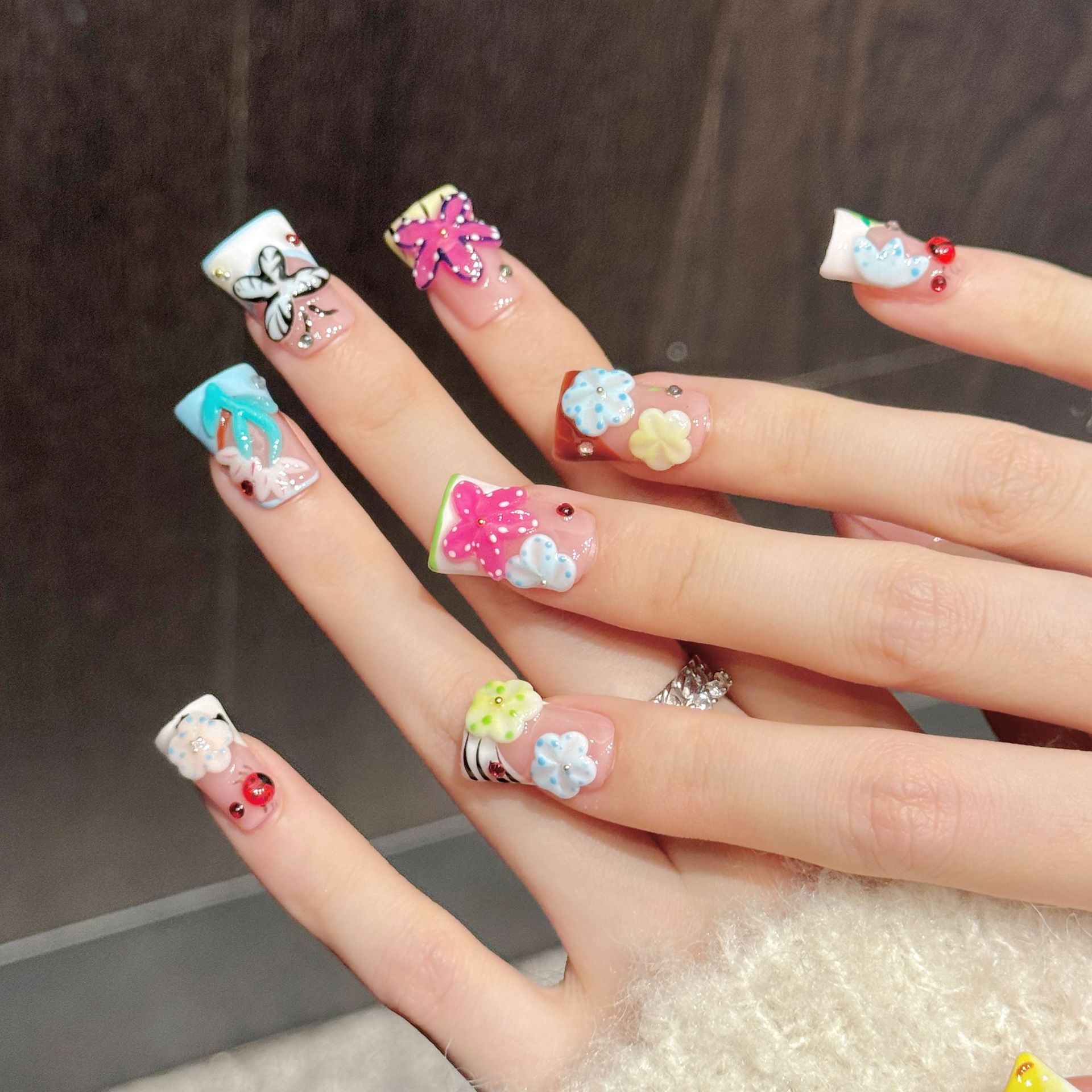 10PCS Duck Handmade Press On N - Resin Art Flowers のレビューと価格