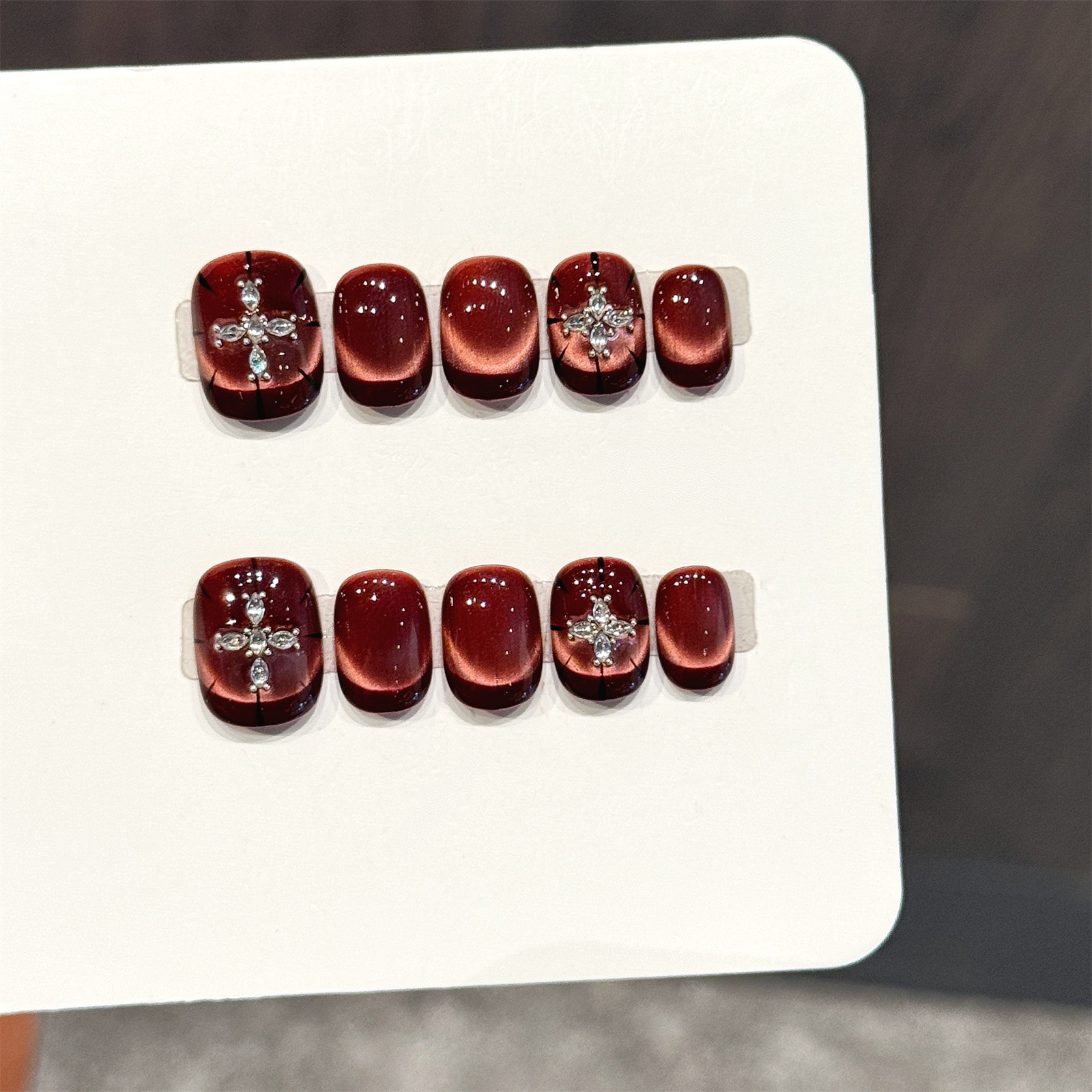 10pcs Wine-red Cat's Eye Press - Resin Art Glitter のレビューと価格