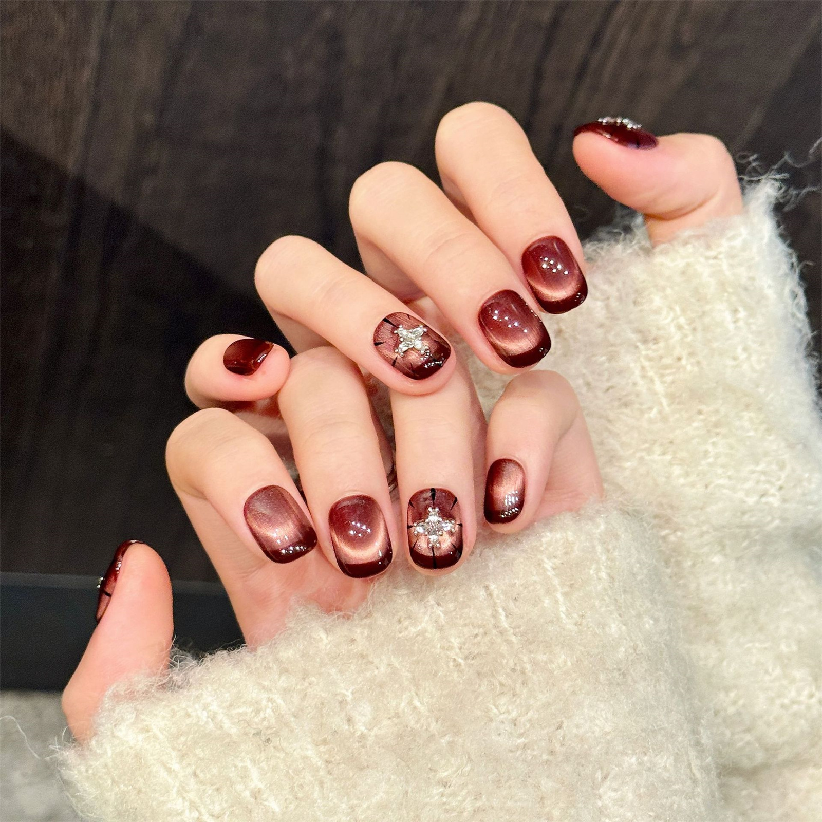 10pcs Wine-red Cat's Eye Press - Resin Art Glitter のレビューと価格