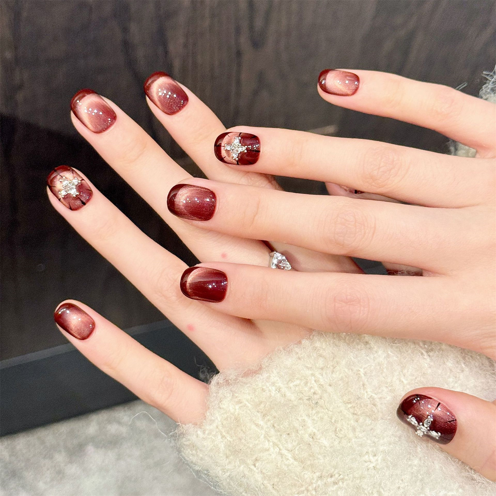 10pcs Wine-red Cat's Eye Press - Resin Art Glitter のレビューと価格