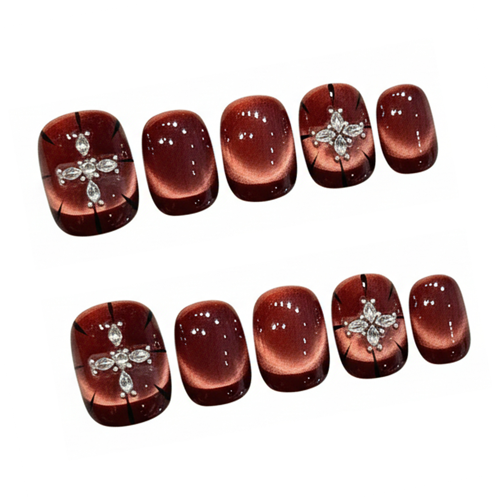 10pcs Wine-red Cat's Eye Press - Resin Art Glitter のレビューと価格