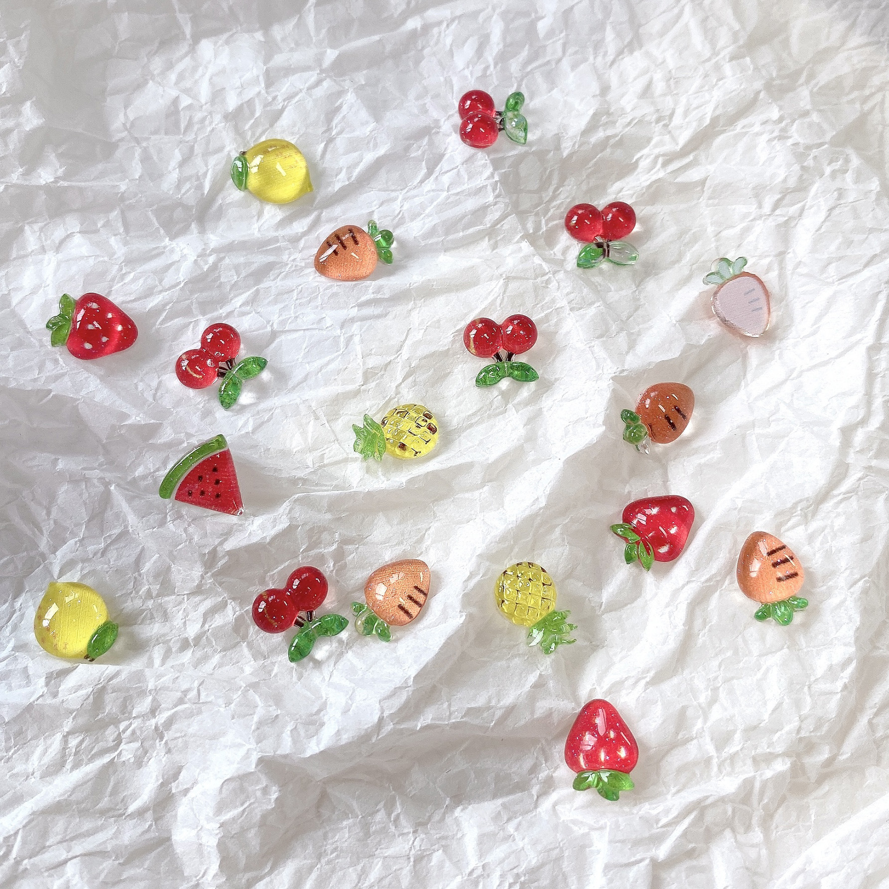 50pcs Resin Summer Fruit Carto - Resin Art Earrings Material のレビューと価格