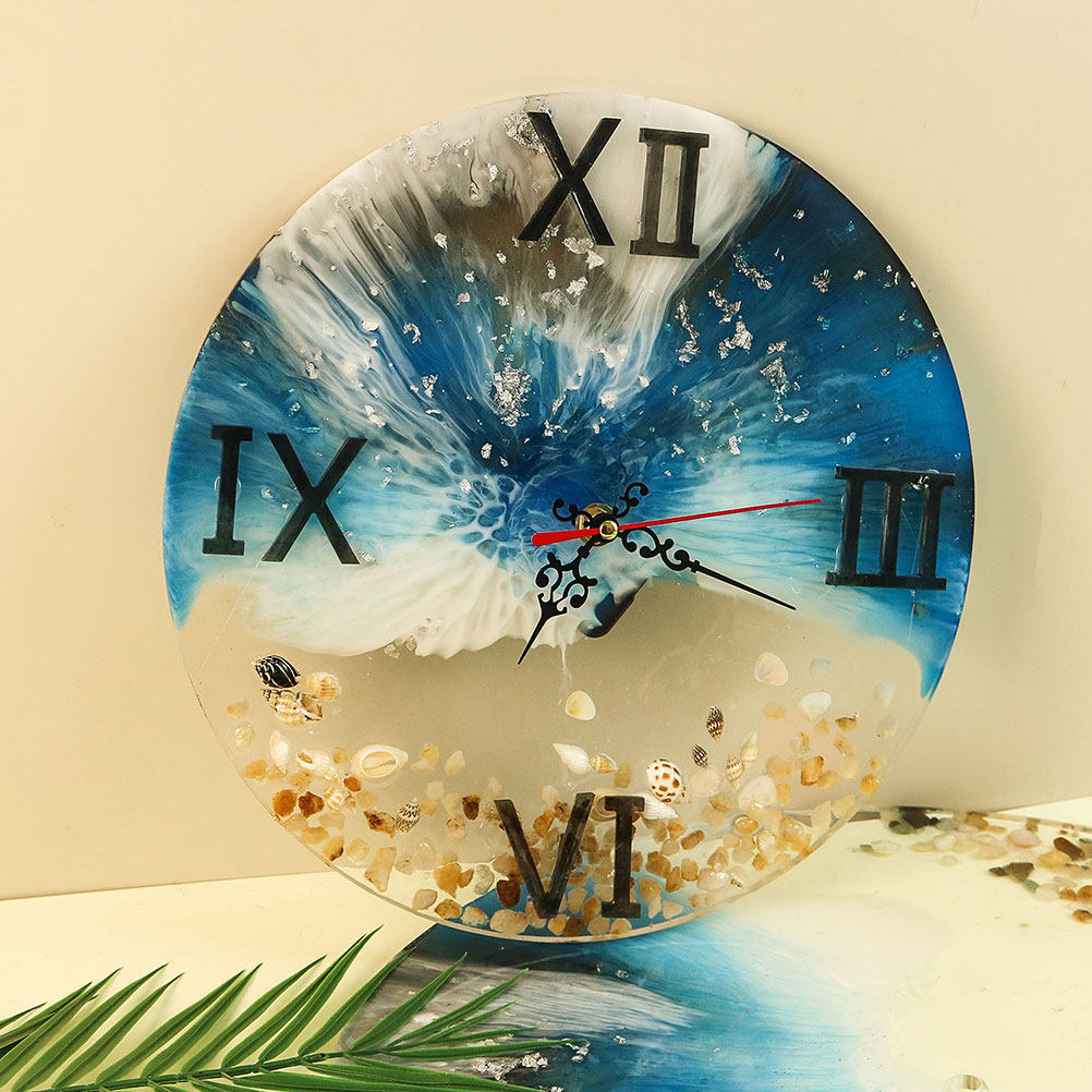 1Set Round Resin Silicone Cloc - Resin Art Wall Clock のレビューと価格