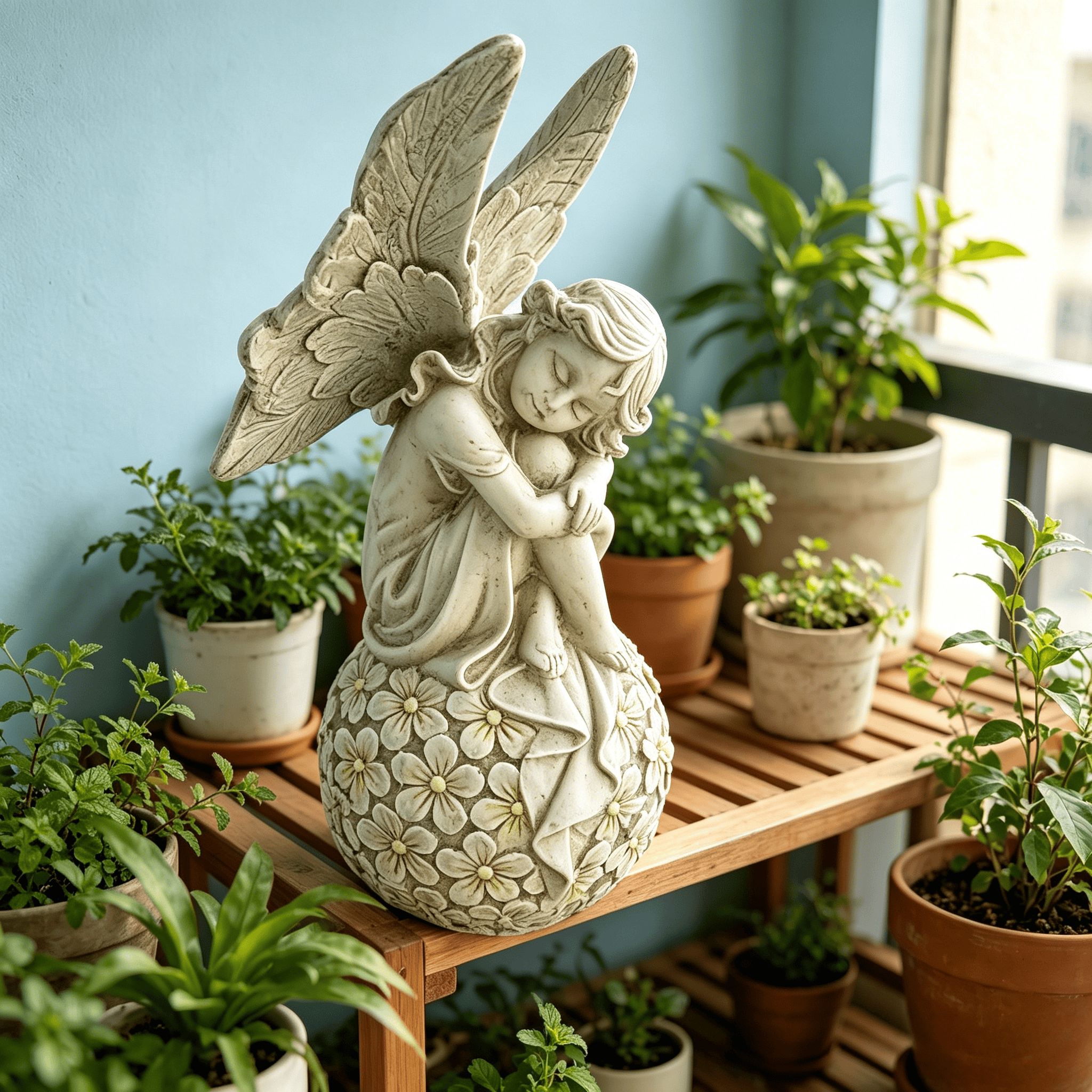 13.2-inch Garden Fairy Statue, - Resin Art Flowers のレビューと価格