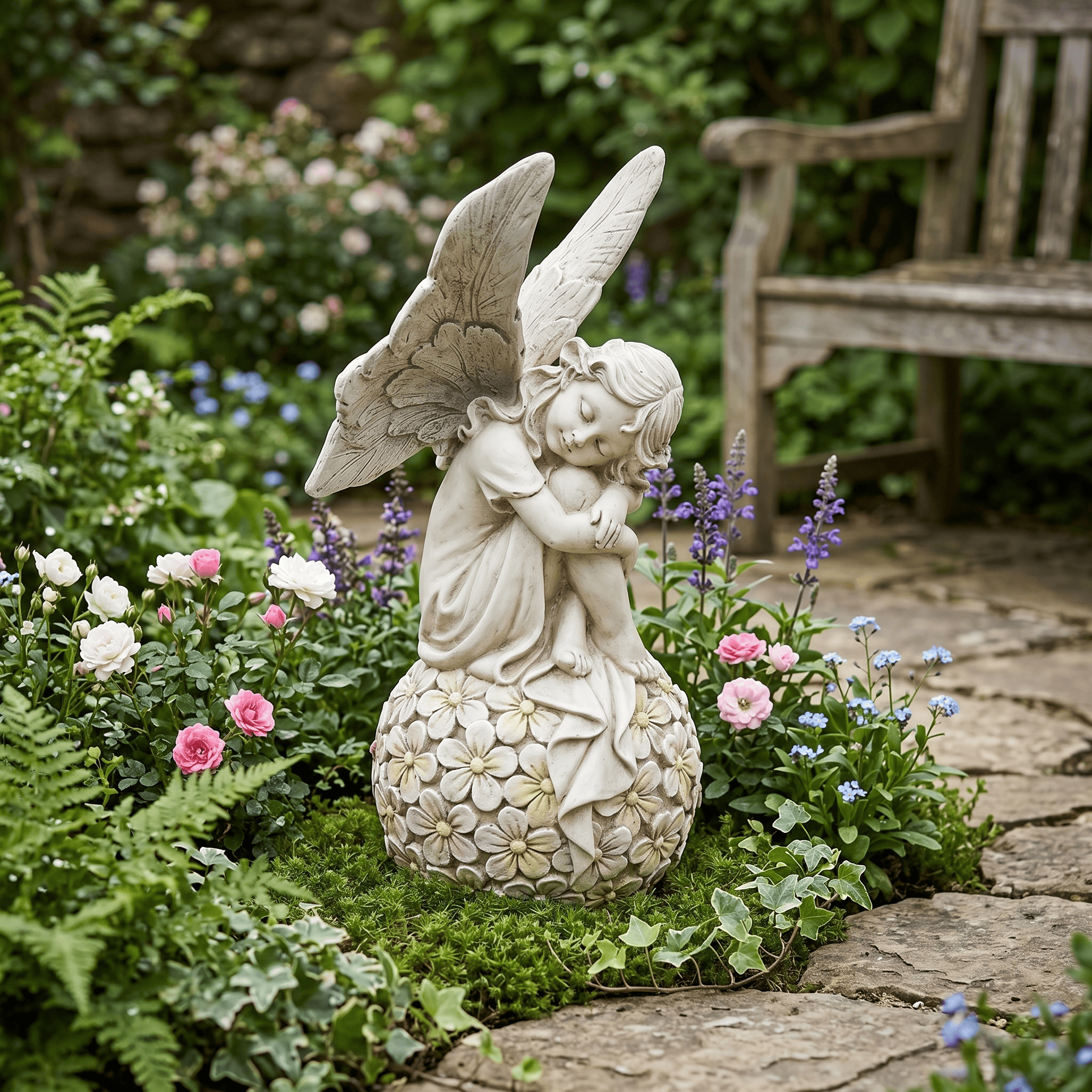 13.2-inch Garden Fairy Statue, - Resin Art Flowers のレビューと価格