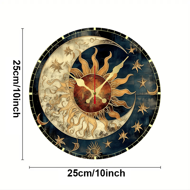 Sun & Moon Celestial Wooden Ro - Resin Art Wall Clock のレビューと価格