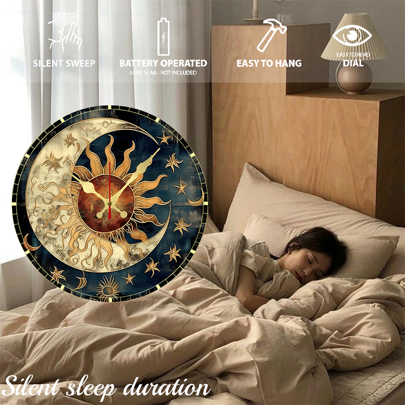Sun & Moon Celestial Wooden Ro - Resin Art Wall Clock のレビューと価格
