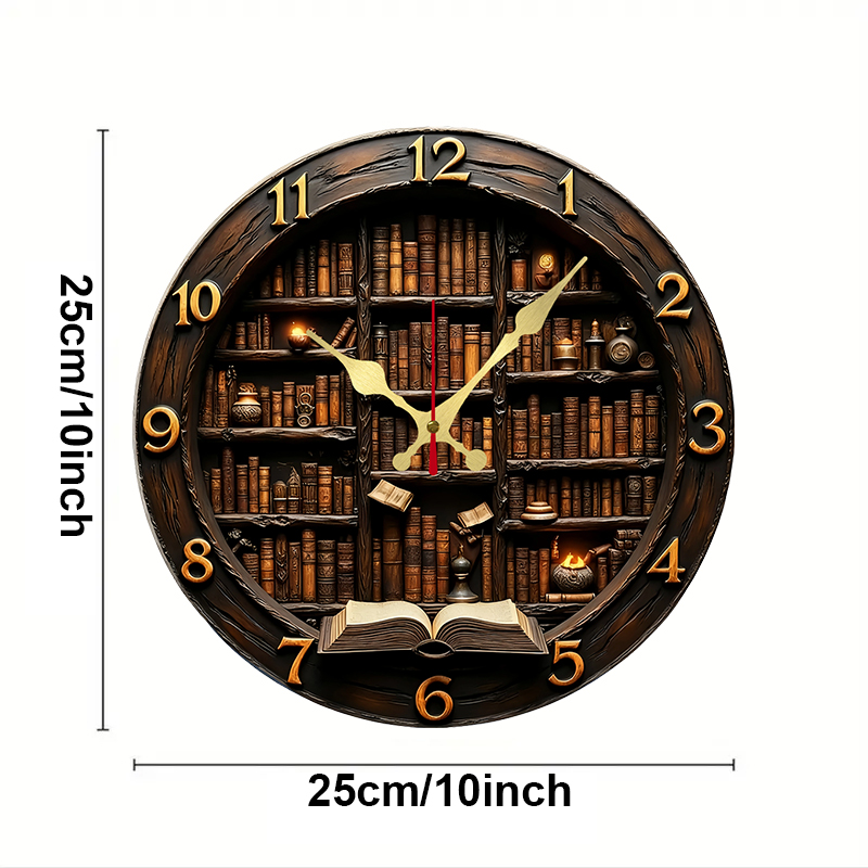 Library Nook Style Wooden Roun - Resin Art Wall Clock のレビューと価格