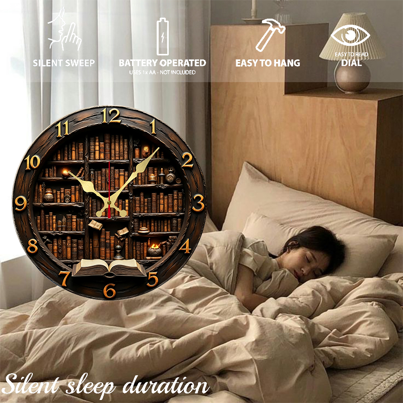 Library Nook Style Wooden Roun - Resin Art Wall Clock のレビューと価格