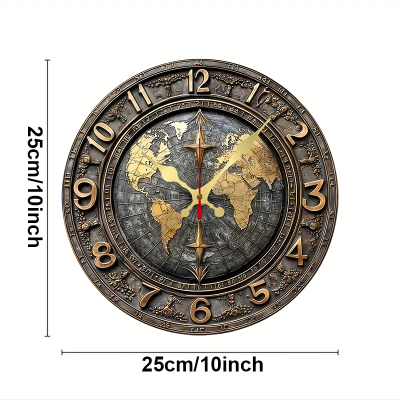 2D Vintage World Map Wooden Ro - Resin Art Wall Clock のレビューと価格