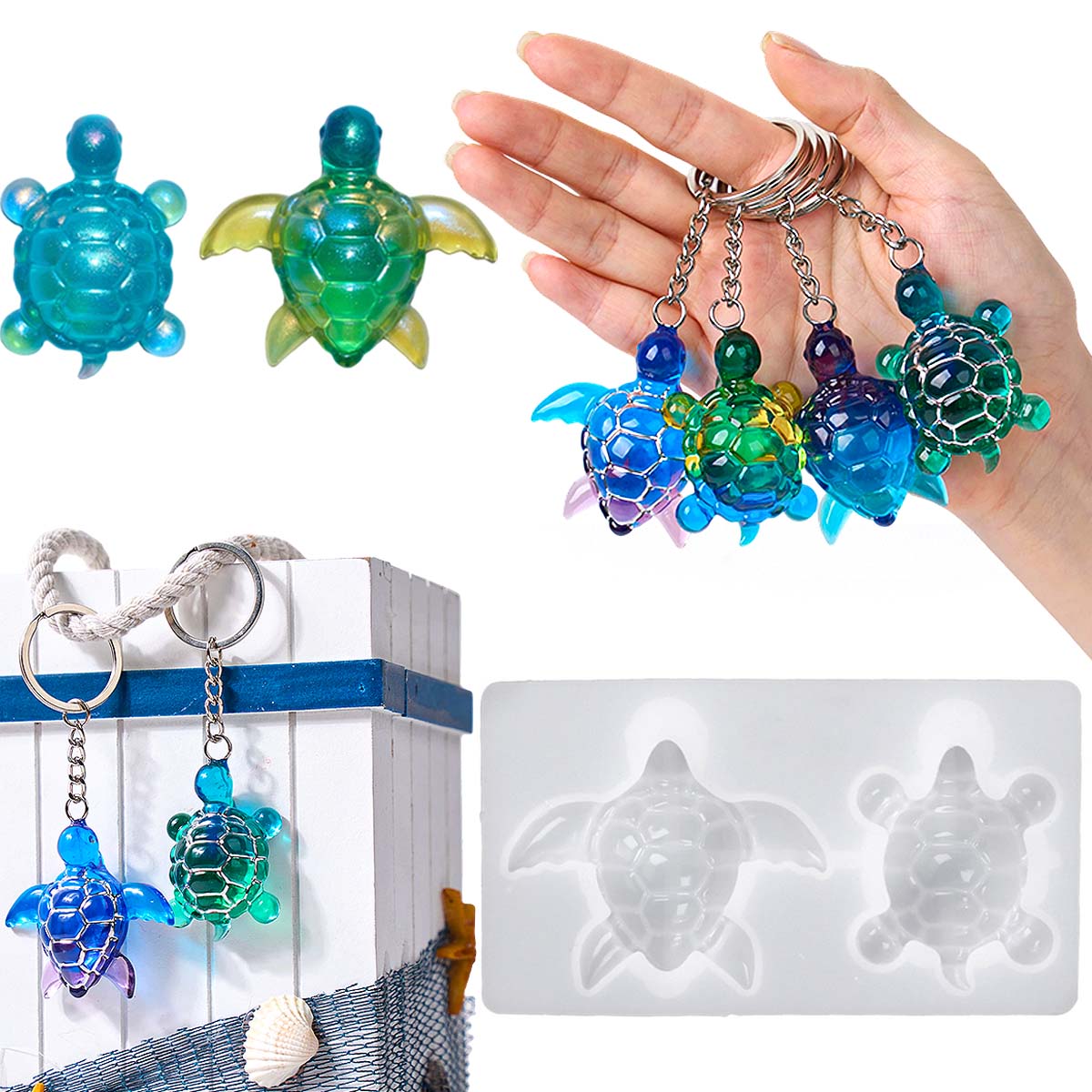 3D Sea Turtle Keychain Silicon - Resin Art Epoxy のレビューと価格