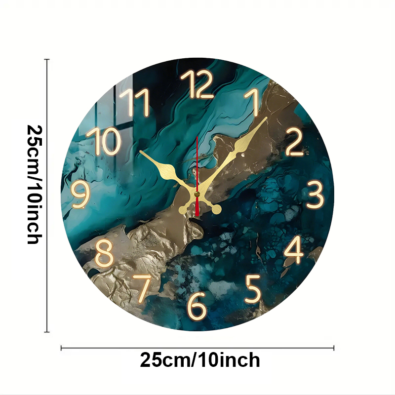 Green Marble Wooden Round Sile - Resin Art Wall Clock のレビューと価格