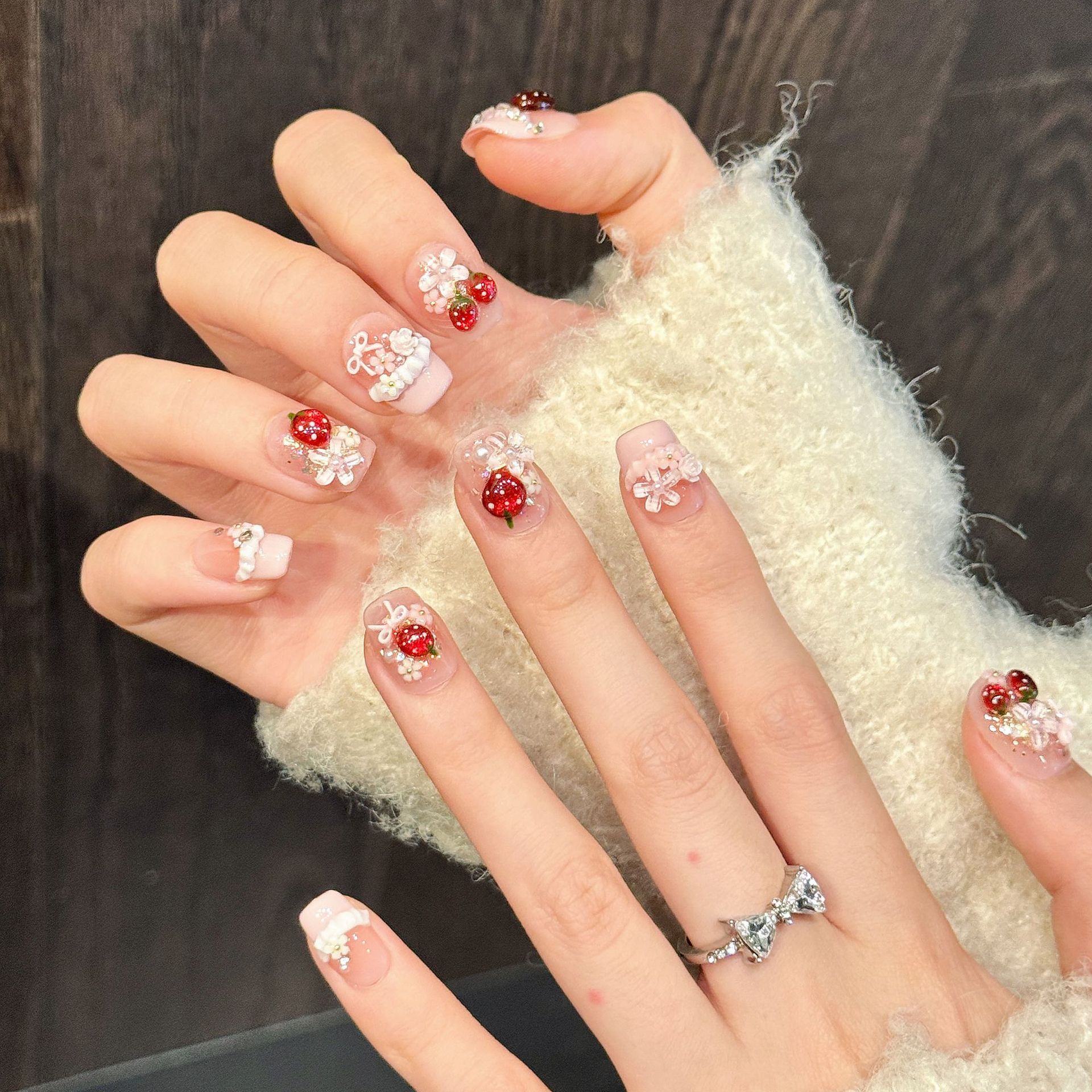 10pcs Cute Red Strawberry Pres - Resin Art Flowers のレビューと価格