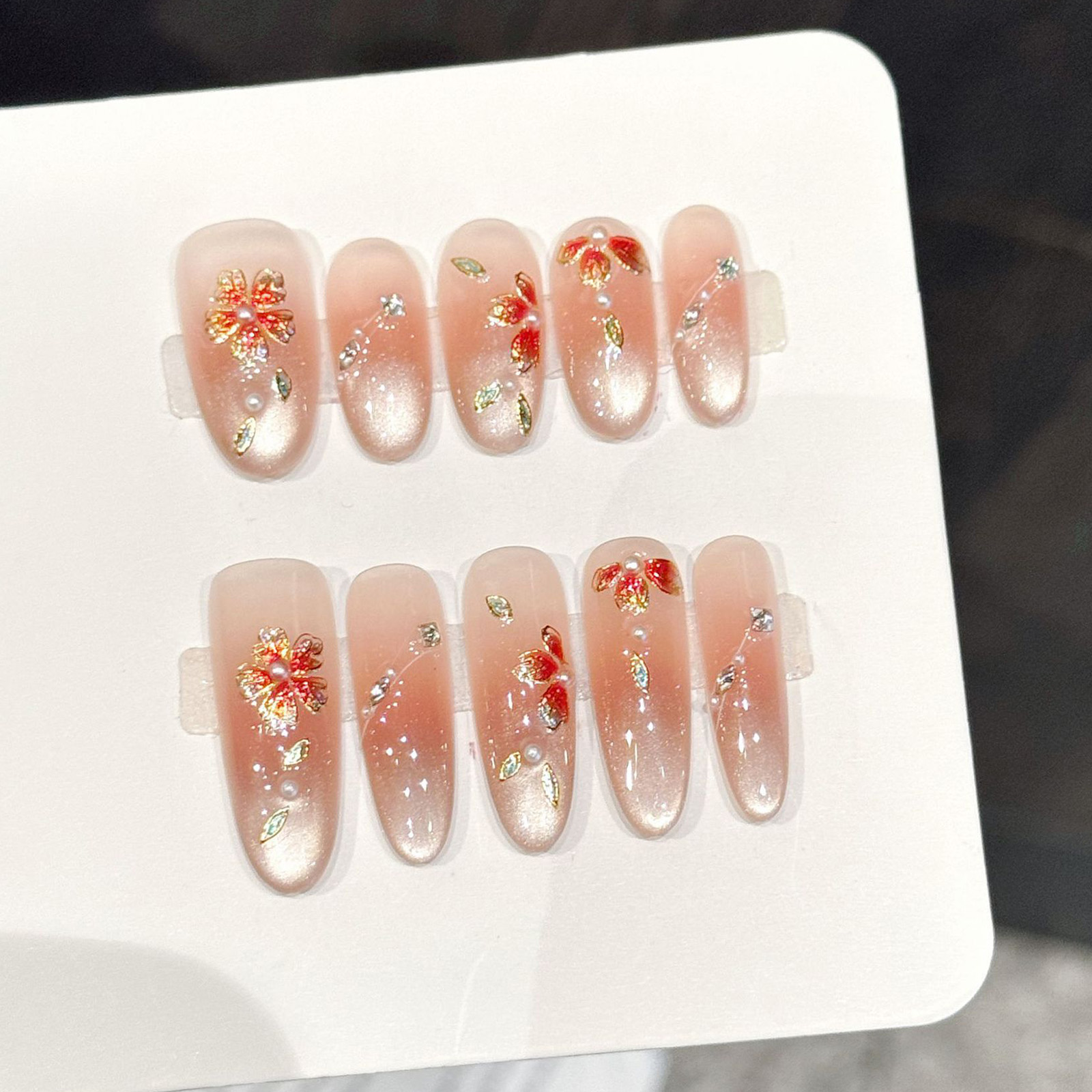 10pcs Handmade Fake Nails Pres - Resin Art Flowers のレビューと価格